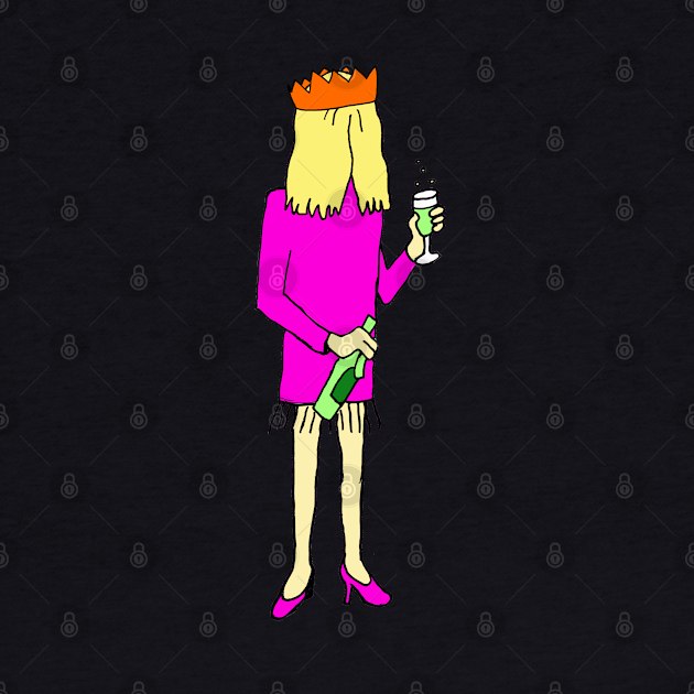 Cartoon Woman Drinking Wine Christmas by Michelle Le Grand